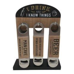 18cm Metal Bottle Opener with Funny Saying 3 Asstd
