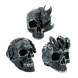 9cm Black Skull with Dragon Design 3 Asstd