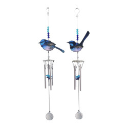 40cm Blue Wren Beaded Wind Chime 2 Asstd