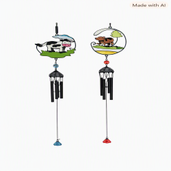 Black Metal Cow & Pig Wind chime