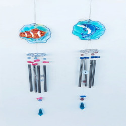 Glass Dolphin/Fish Wind Chime 2 Asst