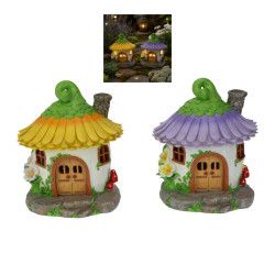 23cm Fairy Garden Floral House with Solar Light 2 Asstd