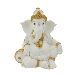 19cm Sitting White and Gold Ganesh