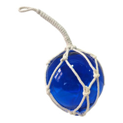 13cm Hanging Navy Blue Glass Ball with White Rope