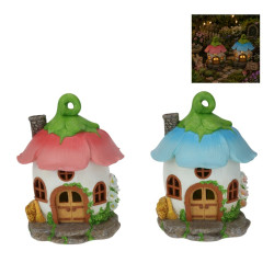 22cm Fairy Garden Flower House with Solar Light 2 Asstd
