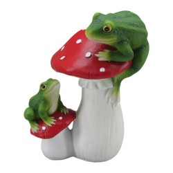 18cm Twin Frogs on Mushroom