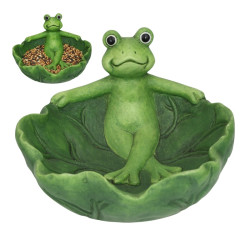 33cm Garden Lily Pad Bird Feeder with Relaxing Frog