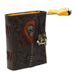5x7" Crushed Leather Journal with Skull Design