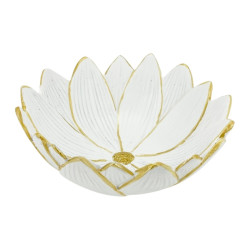 11cm White and Gold Lotus Decor Bowl