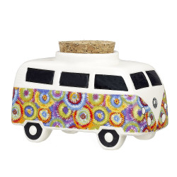 Vintage Combi Stash Jar 13CM - Colourful Flower Burst Design