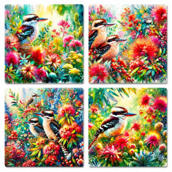 Kookaburra Ceramic Coasters Set Of 4 - No 4