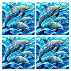 Dolphin Ceramic Coasters Set Of 4 - No 22