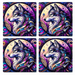 Wolf Ceramic Coasters Set Of 4 - No 26