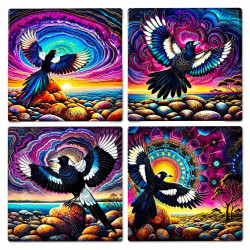 Magpie Ceramic Coasters Set Of 4 - No 11