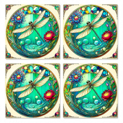 Dragonfly Ceramic Coasters Set Of 4 - No 31