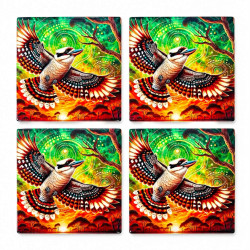 Flying Kookburra Ceramic Coasters Set Of 4 - No 5