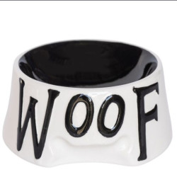 15CM Ceramic Dog Feeder Bowl With WOOF Written