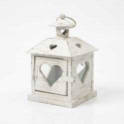 15cm White Wooden Candle Lantern