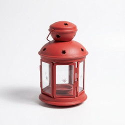 17cm Red Metal Candle Lantern