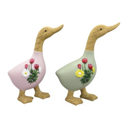 22cm Standing Duck with Floral Pattern 2 Asstd