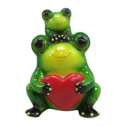 9cm Sitting Frog Holding Heart with Baby