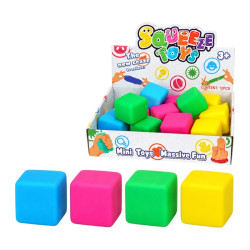 4.5cm Squishy Cube 4 Asstd Filled with Flour