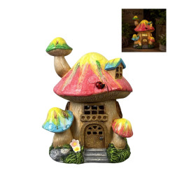 20cm Mushroom Garden House with Solar Light 2 Asstd