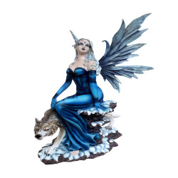 Large Blue Fairy With Wolf