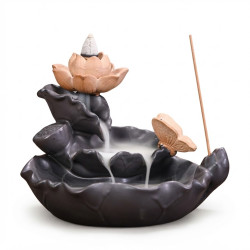 Lotus Incense Backflow Cone Burner W/ Butterfly