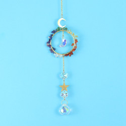 Crystal Suncatcher Round Ring Moon Star - 7 Chakra