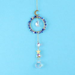 Crystal Suncatcher Round Ring Moon Star - Sodalite