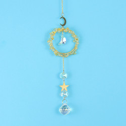Crystal Suncatcher Round Ring Moon Star - Citrine