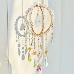 Crystal Suncatcher Double Round Ring - Clear Quartz
