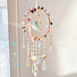 Crystal Suncatcher Double Round Ring - Fluorite