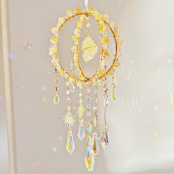 Crystal Suncatcher Double Round Ring - Citrine