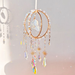Crystal Suncatcher Double Round Ring - Opalite