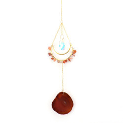 Crystal Suncatcher With Agate - Carnelian