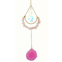 Crystal Suncatcher With Agate - Rose Quartz