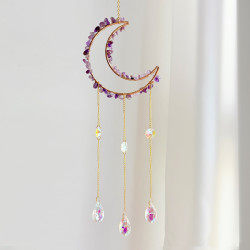 Crystal Suncatcher Moon - Amethyst