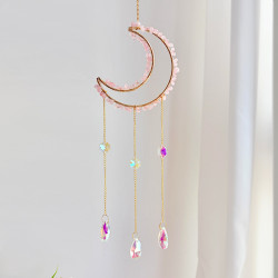 Crystal Suncatcher Moon - Rose Quartz