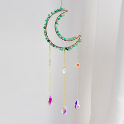 Crystal Suncatcher Moon - Green Aventurine