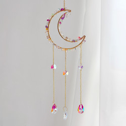 Crystal Suncatcher Moon - Fluorite