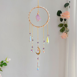 Crystal Suncatcher Round Ring Moon - Amethyst
