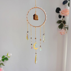Crystal Suncatcher Round Ring Moon - Tiger Eye