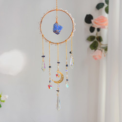 Crystal Suncatcher Round Ring Moon - Lapis Lazuli