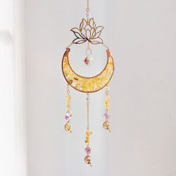 Crystal Suncatcher Crescent Moon Lotus - Citrine
