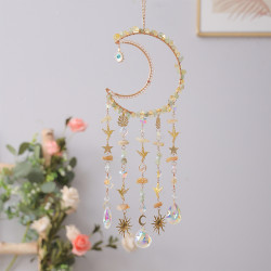 Crystal Suncatcher Citrine Crescent Moon With Charms