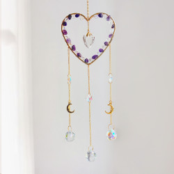Crystal Suncatcher Heart - Amethyst