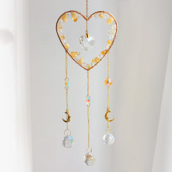 Crystal Suncatcher Heart - Citrine