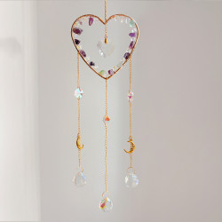 Crystal Suncatcher Heart Clear Quartz - Fluorite